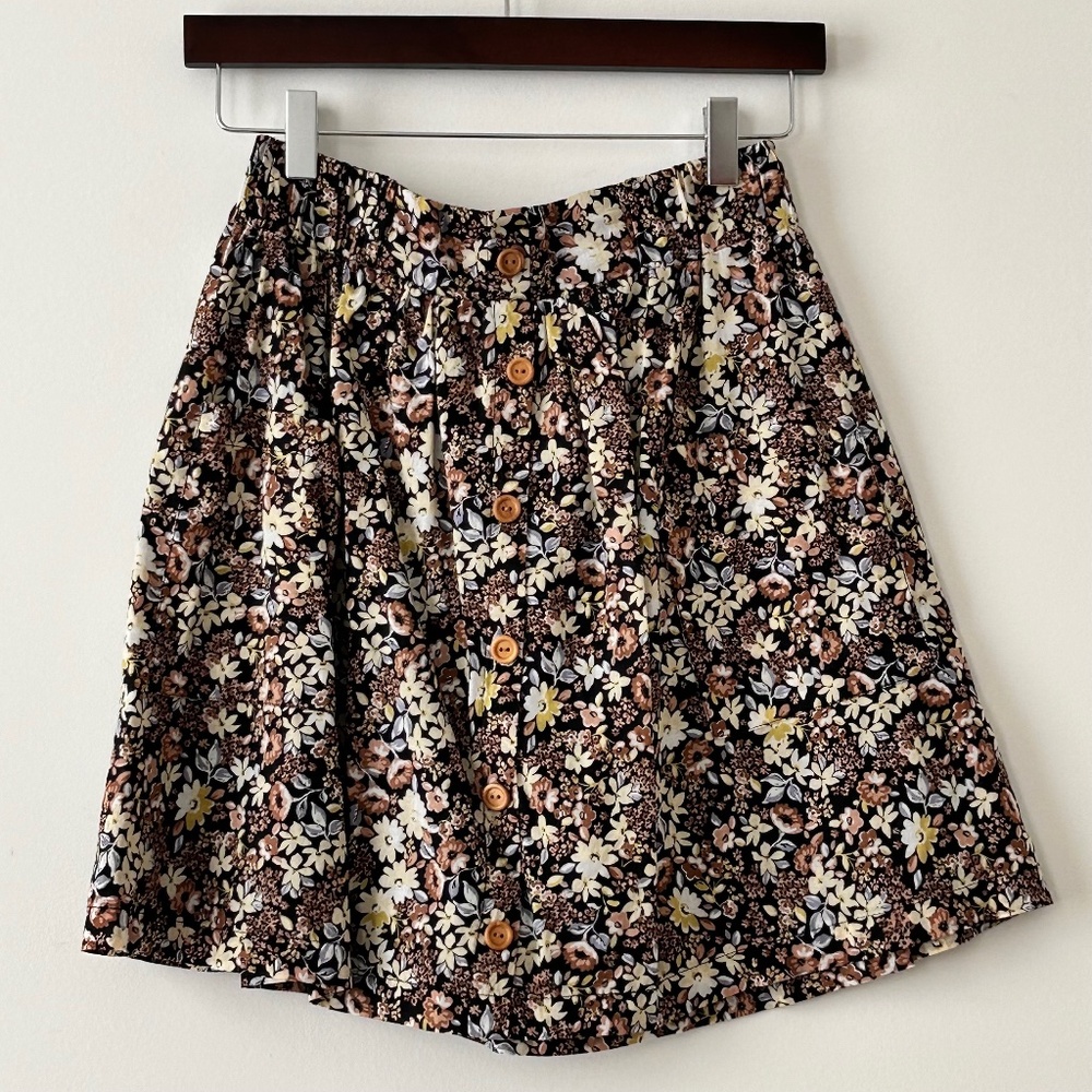 Floral Button-Front Skirt